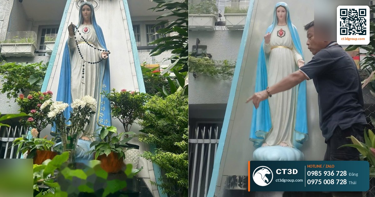 In tượng 3D tôn giáo: tượng Phật, Công giáo cao 1 m, resin khổ 800 mm
