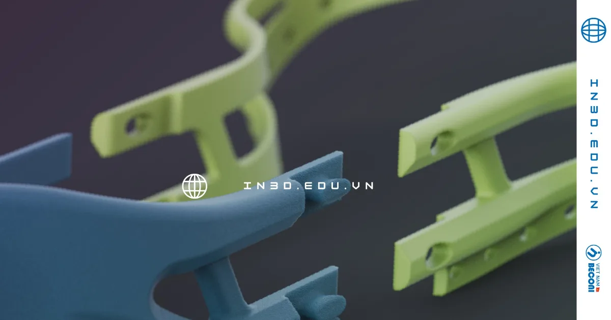 3D printed prototype parts in green and grey resin – industrial design form and fit testing