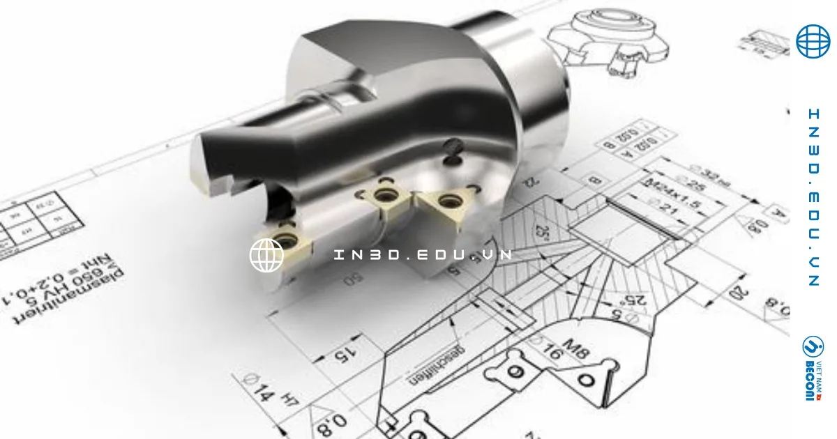 Exploded CAD model of a product housing over technical drawings – industrial design engineering