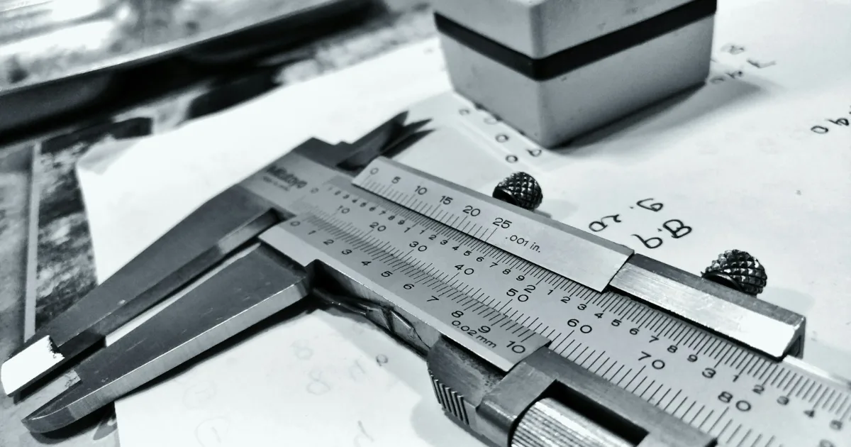 Dial caliper for reference measurements – illustrative photo for dimensional checks of scan data