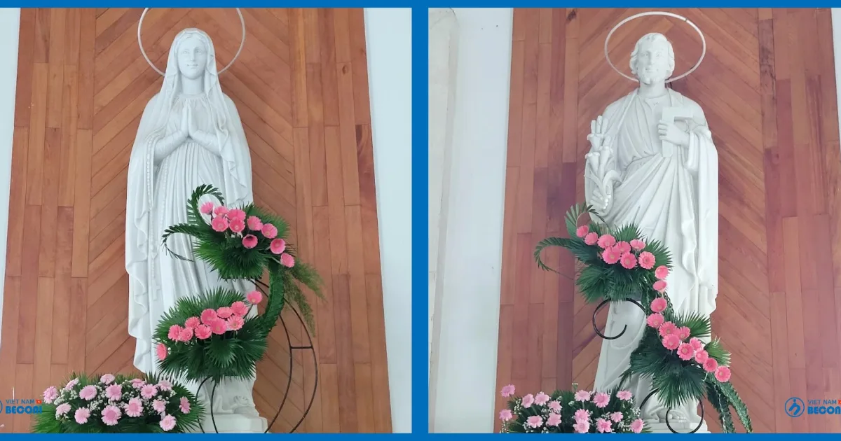 Catholic devotional statue carved in natural stone and hand polished – CT3D stone carving example